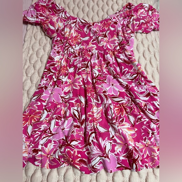 hot pink hawaiian print babydoll dress - Picture 4 of 8